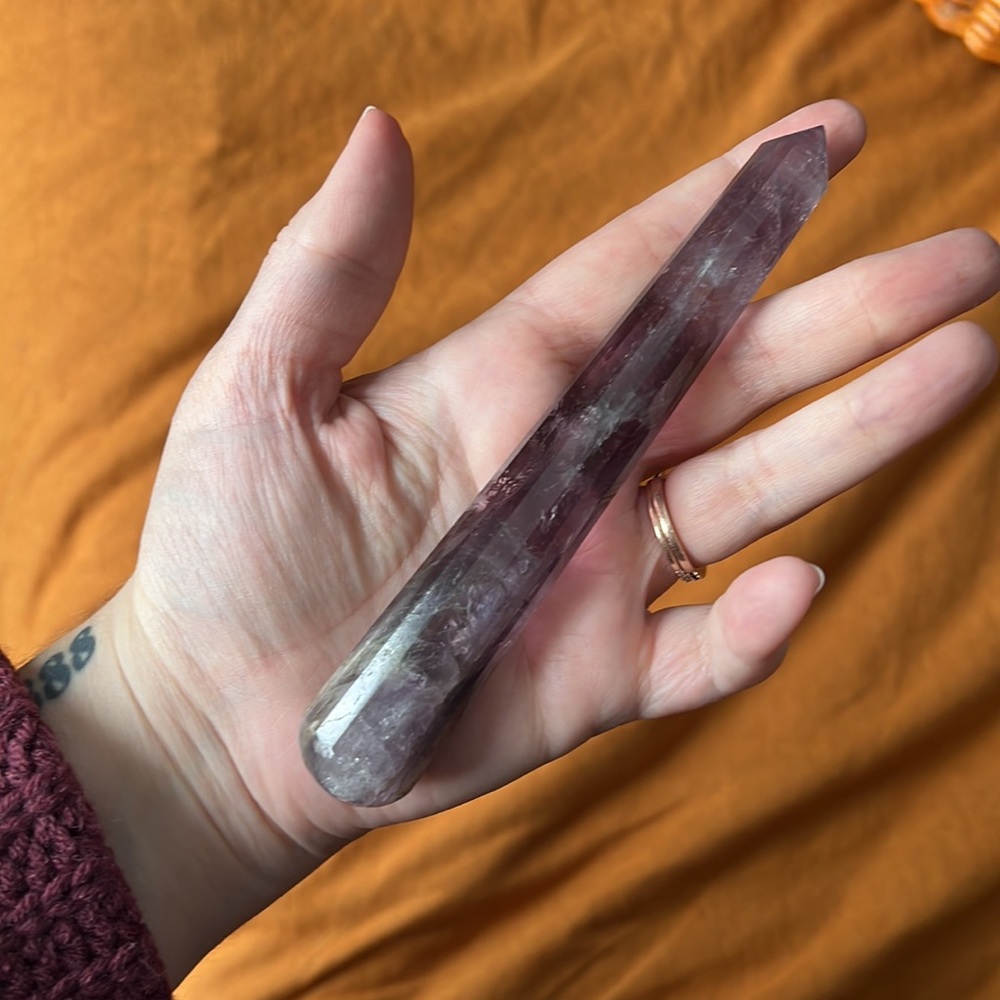 Faceted Phantom Smoky Amethyst Wand